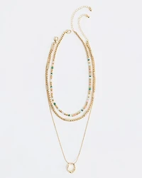 Collier à Chaînes Multiples avec Billes Colorées