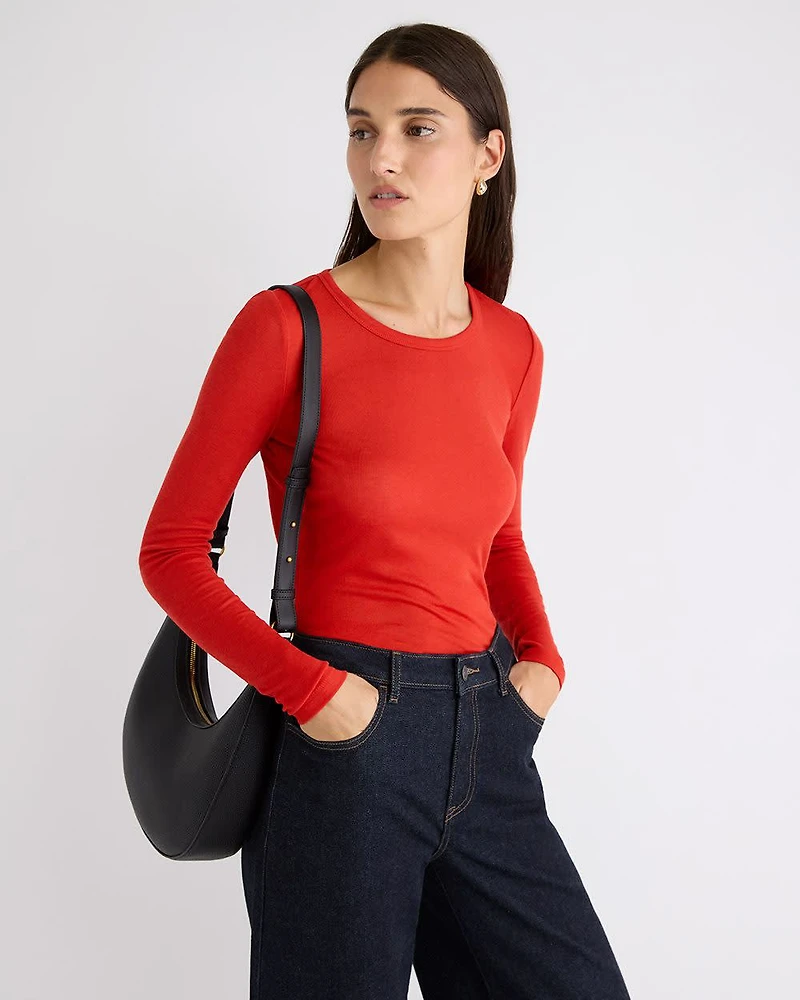 Wool-Blend Scoop-Neck Long-Sleeve Top