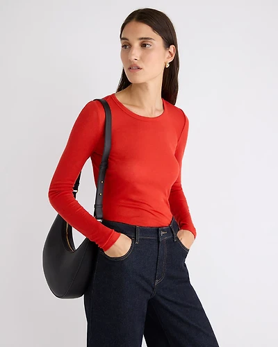 Wool-Blend Scoop-Neck Long-Sleeve Top