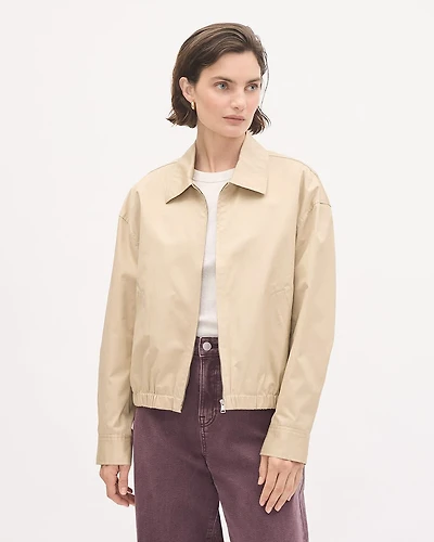 Cropped Twill Bomber Jacket