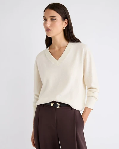 Merino Wool V-Neck Drop Shoulder Sweater
