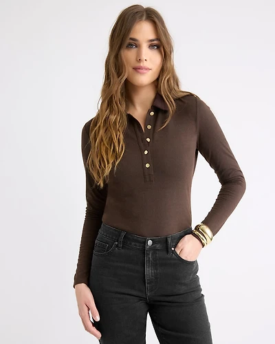 Polo Ajusté à Manches Longues