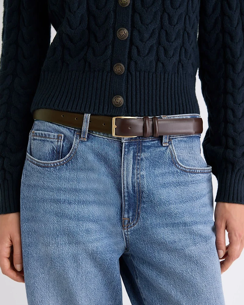 Ceinture de Pantalon en Cuir avec Boucle Carrée