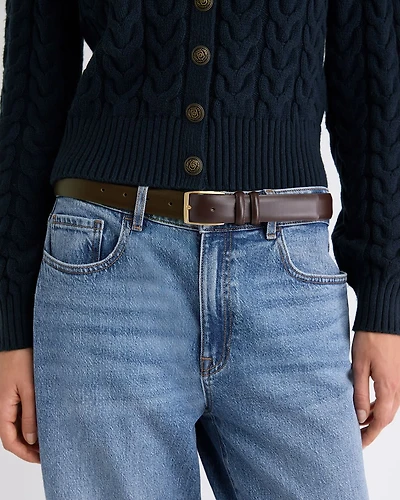 Ceinture de Pantalon en Cuir avec Boucle Carrée
