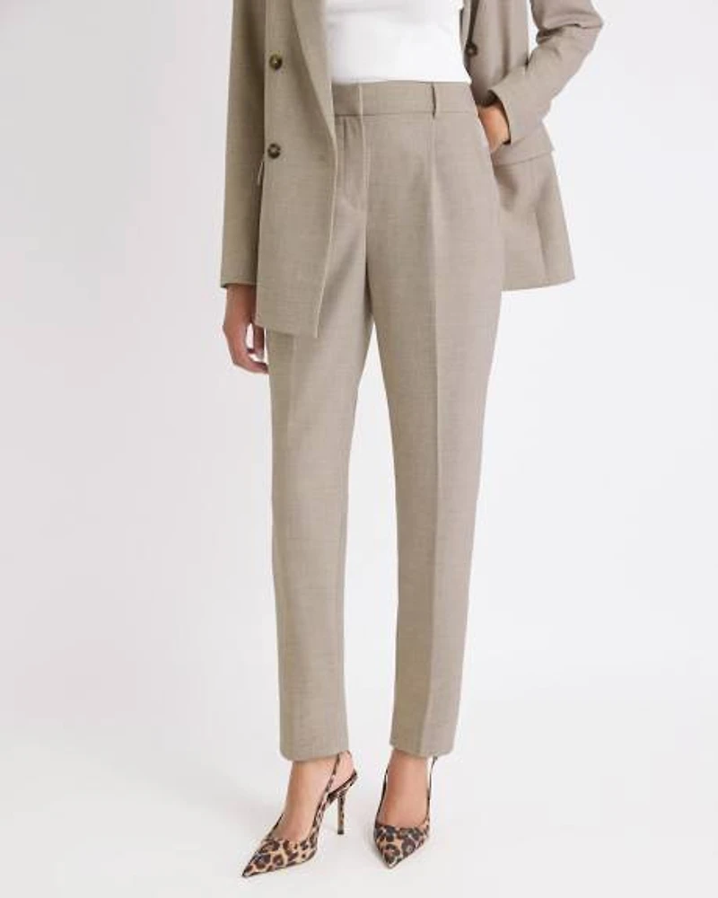 Taupe Tapered-Leg High-Rise Ankle Pant