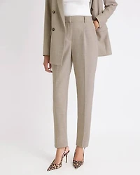 Taupe Tapered-Leg High-Rise Ankle Pant