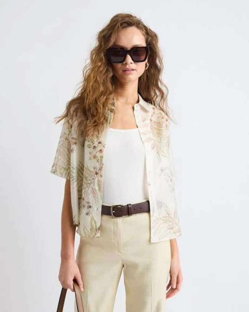 Blouse à Boutonner Manches Courtes et Col Chemisier