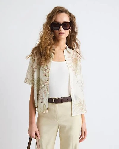 Blouse à Boutonner Manches Courtes et Col Chemisier