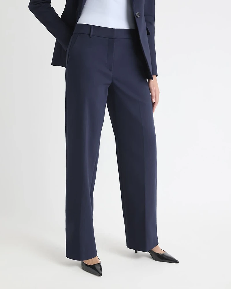 Pantalon Indispensable Signature à Jambe Large et Taille Haute