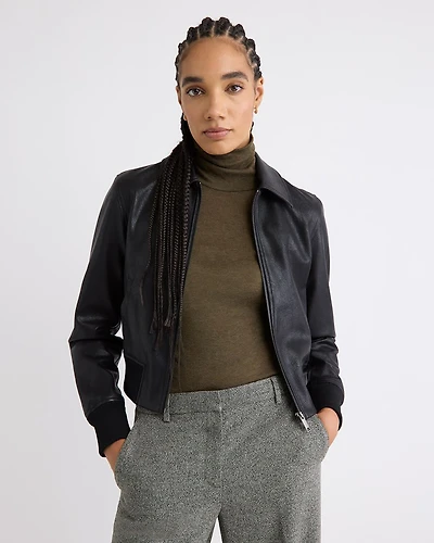Faux Leather Bomber Jacket