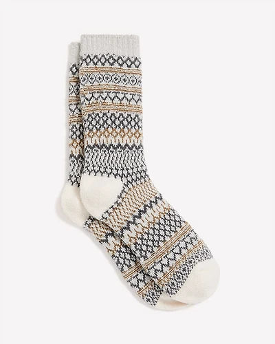 Super-Soft Crew Socks with Fair Isle Pattern