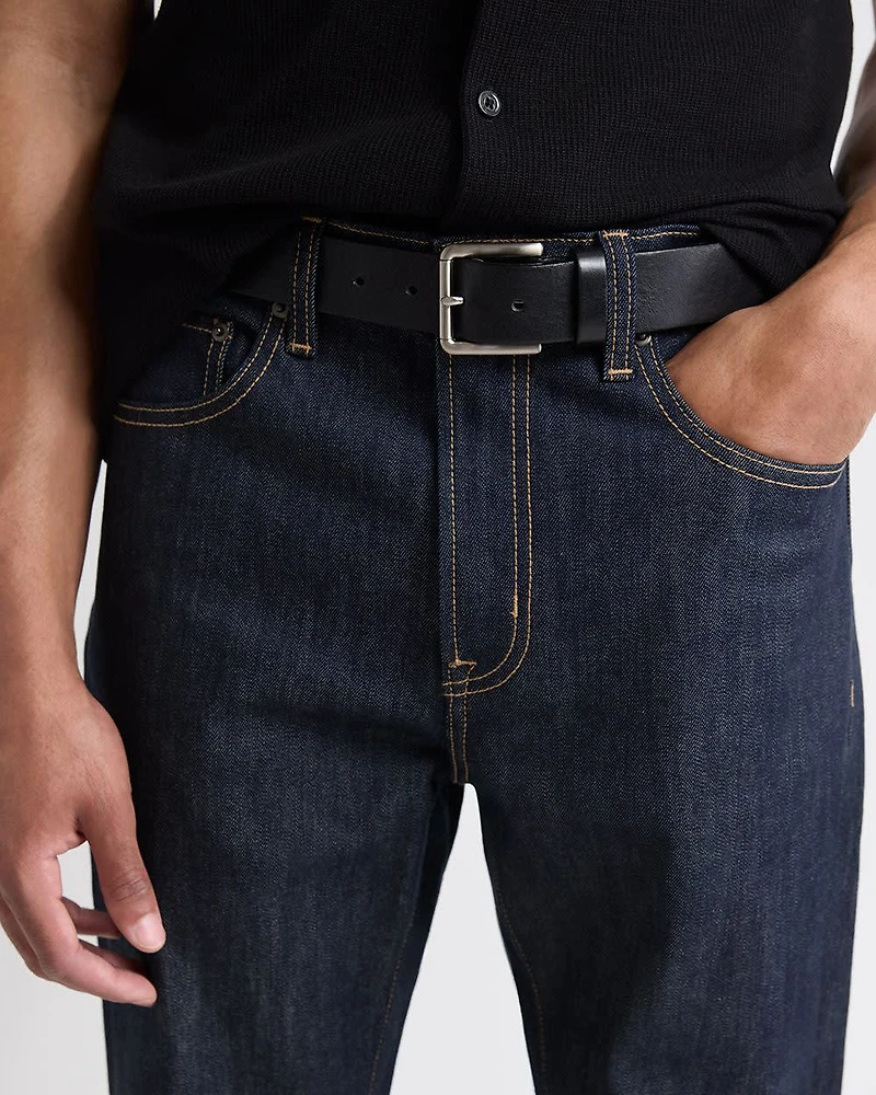 Tan Leather Belt with Square Buckle