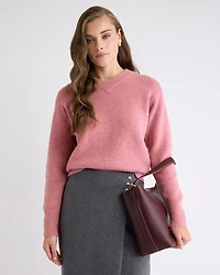 Long-Sleeve V-Neck Alpaca-Blend Sweater