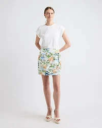 Linen-Blend Wrap Mini Skirt