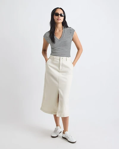 High-Rise Denim Maxi Skirt