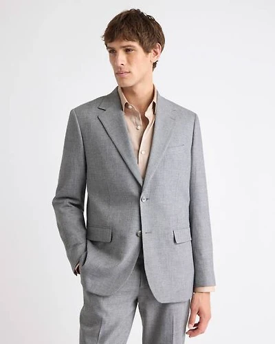 Tailored-Fit Grey Hopsack Suit Blazer