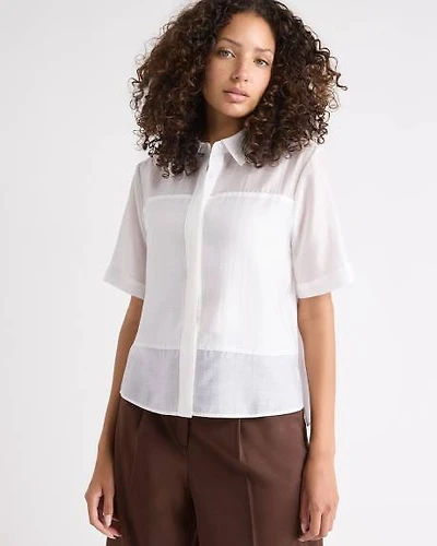 Blouse à Boutonner Manches Courtes et Col Chemisier