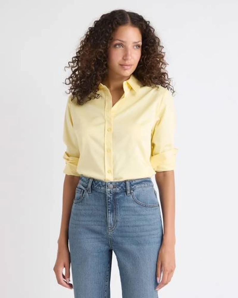 Long-Sleeve Buttoned-Down Poplin Blouse