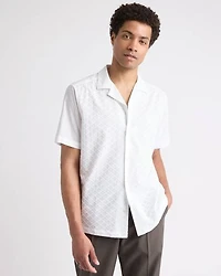 Short-Sleeve Camp-Collar Shirt with Embroidered Details