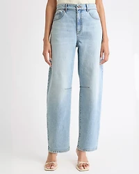 Jeans à Taille Mi-Haute et Jambe Ballon