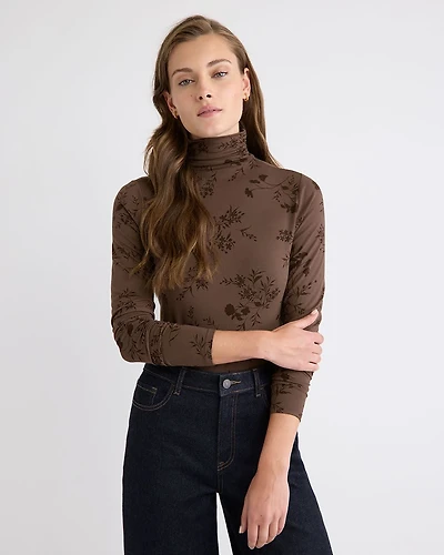 T-Shirt Ajusté à Manches Longues et Col Montant