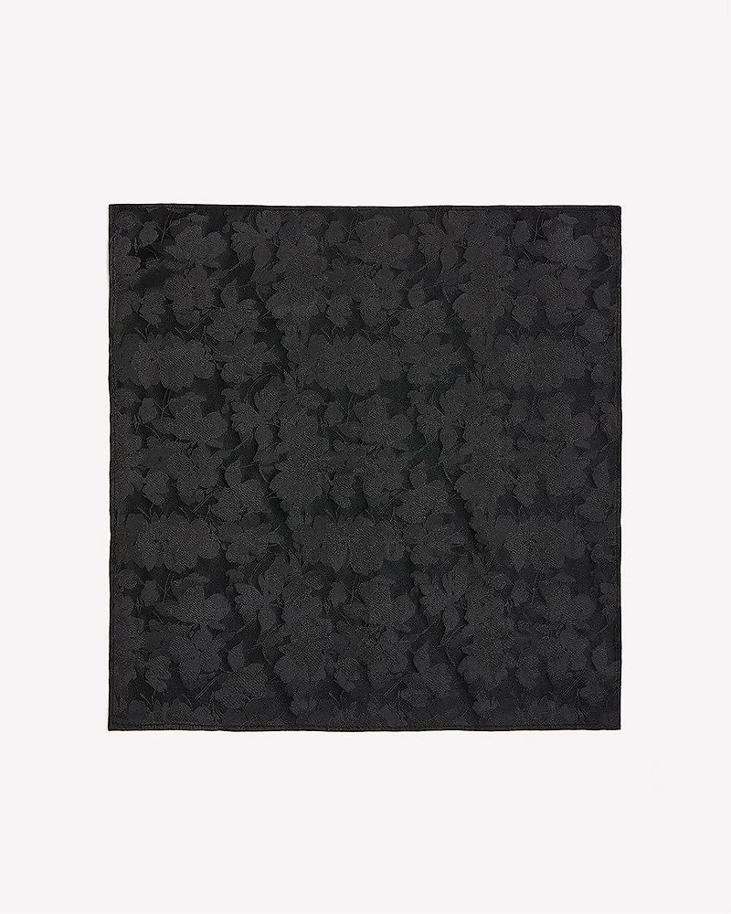 Black Handkerchief with Tonal Floral Pattern