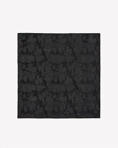 Black Handkerchief with Tonal Floral Pattern