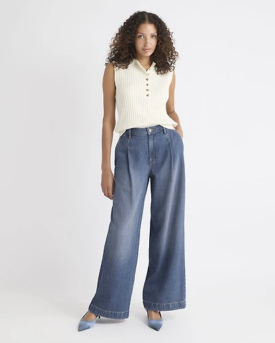 Mid-Rise Wide-Leg Medium-Wash Jeans