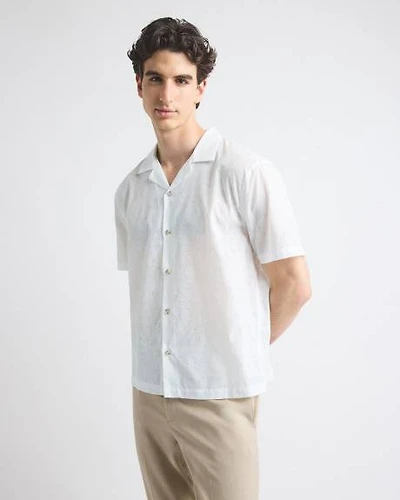 Short-Sleeve Shirt with Camp Collar Tonal Pattern