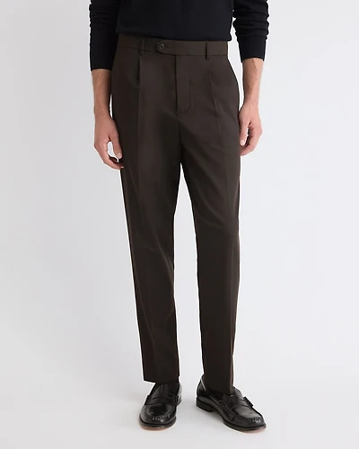 Tapered-Leg Pleated Dress Pant