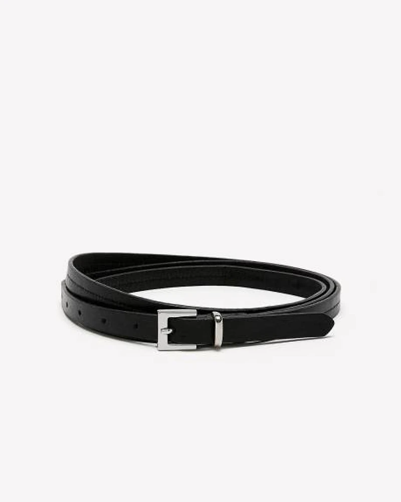 Ceinture Étroite en Cuir à Double Tour