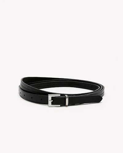 Ceinture Étroite en Cuir à Double Tour