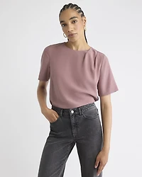 Blouse Bimatière à Manches Courtes et Col Rond