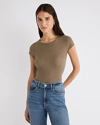 Wool-Blend Crew-Neck Short-Sleeve Top