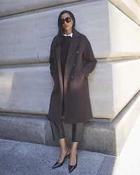 Wool-Blend Long Double-Breasted Coat