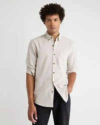 Chemise en Flanelle Unie à Coupe Étroite