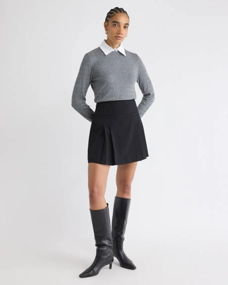 Ultra High-Rise Pleated Twill Skirt