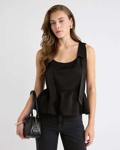 Sleeveless U-Neck Peplum Blouse