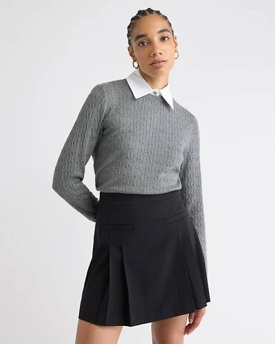 Pull à Manches Longues avec Col Chemisier Amovible