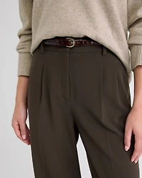 Leather Belt with Crocodile-Skin Pattern