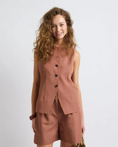 Linen-Blend Sleeveless Vest