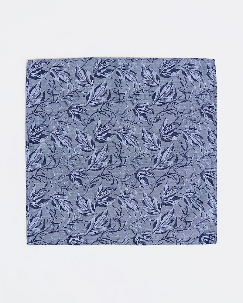 Linen-Blend Handkerchief with Foliage Pattern
