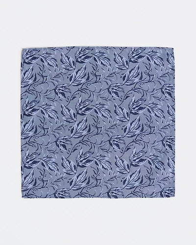 Linen-Blend Handkerchief with Foliage Pattern