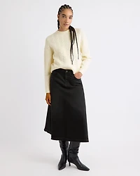 Grey Flare Midi Denim Skirt