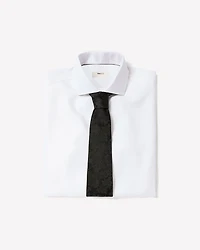 Slim-Fit White Twill Dress Shirt