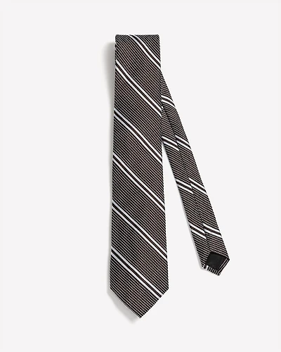 Cravate Régulière Brune à Rayures
