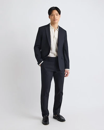 Slim-Fit Black Linen-Blend Suit Pant