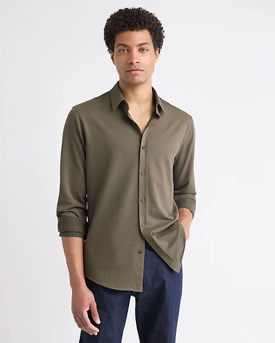 Long-Sleeve Piqué-Knit Shirt