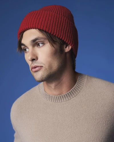 Wool-Blend Ribbed Beanie