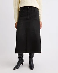 Jupe Midi Évasée en Denim Gris